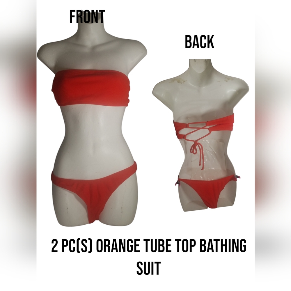 Orange Tube Top Bikini Set
